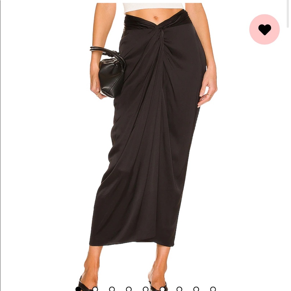 L'Academie Black Draped Maxi Skirt